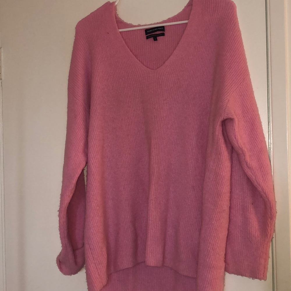 Something Navy Oversized Pink Sweater